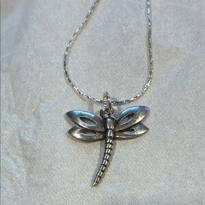 Elegant 925 Silver Dragonfly Pendant with Chain